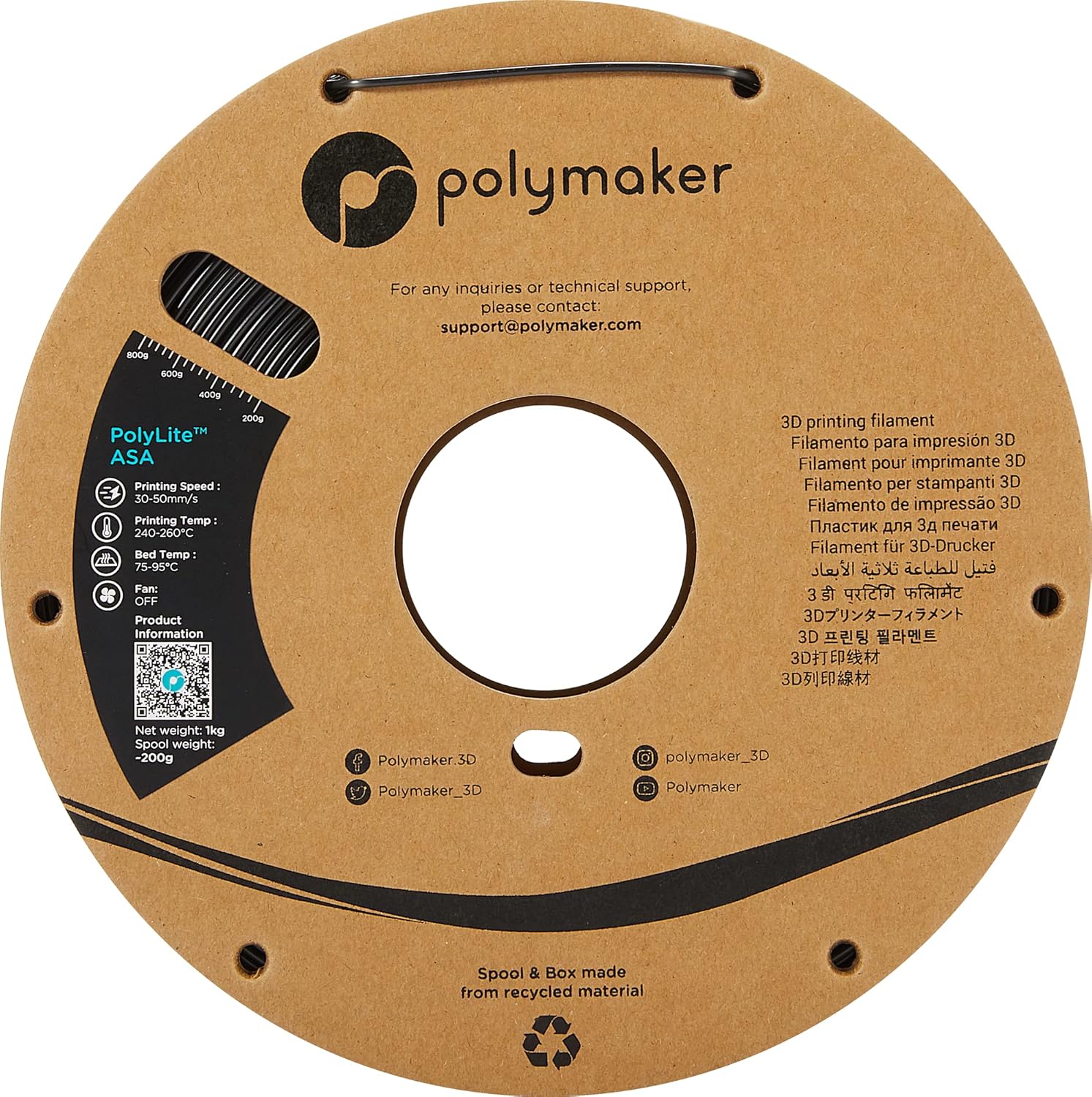 Polymaker PolyLite ASA Nero - 1.75mm - 1kg - immagine 7