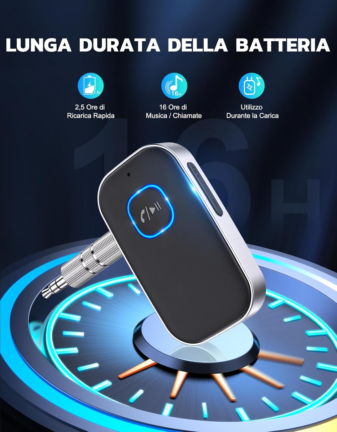 Glangeh Ricevitore Bluetooth 5.3 Auto Aux - Argento - immagine 6