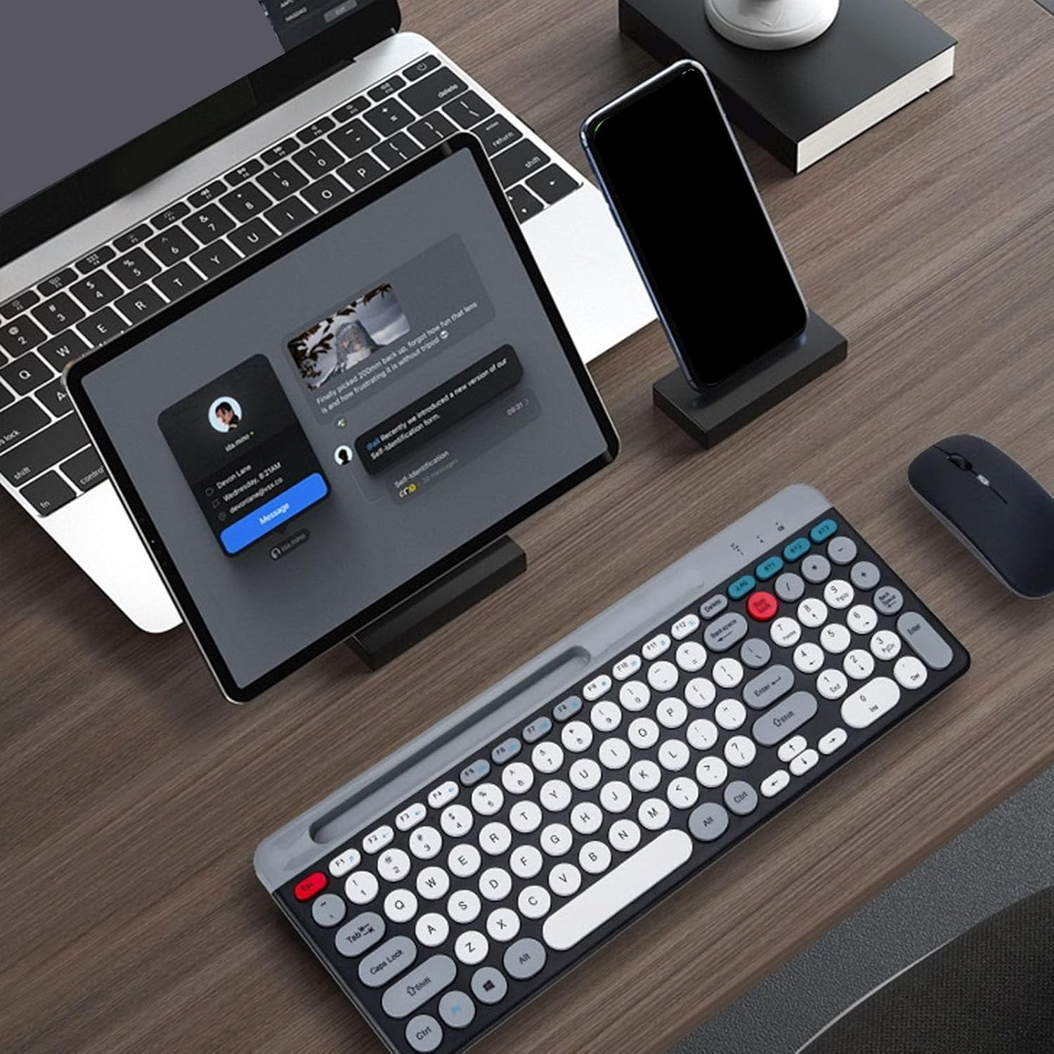 Jectse - Set Tastiera e Mouse Wireless Bluetooth 2.4 GHz - immagine 4