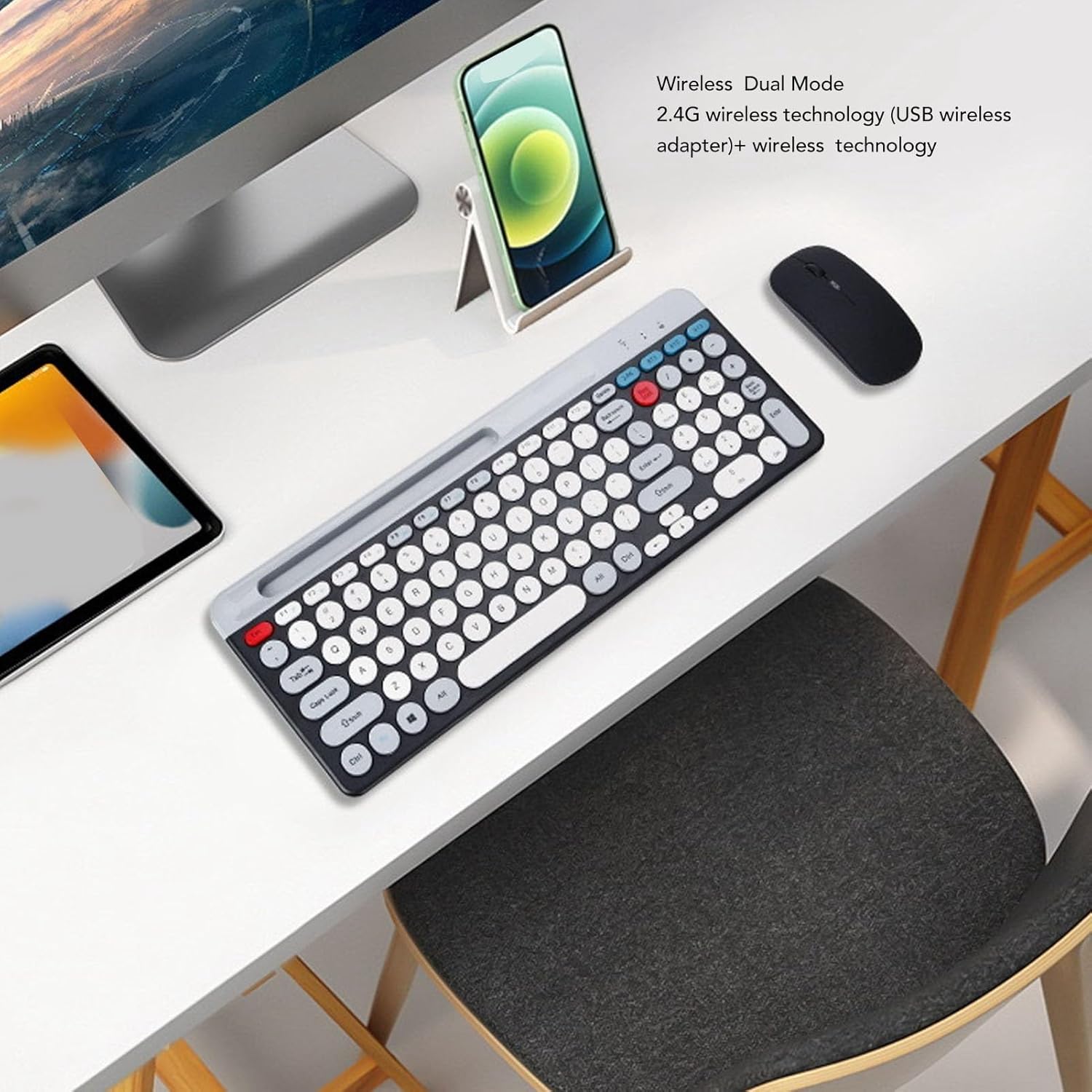 Jectse - Set Tastiera e Mouse Wireless Bluetooth 2.4 GHz - immagine 8