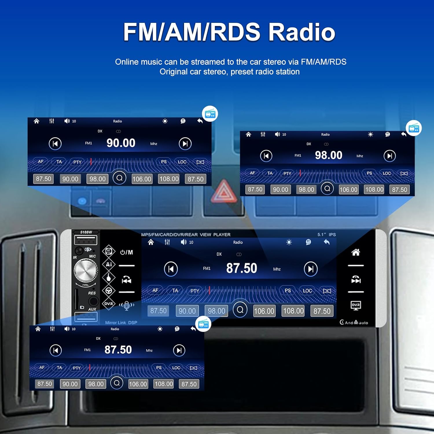 Sixwin 1 Din Autoradio Wireless CarPlay Android Auto 5'' - immagine 5