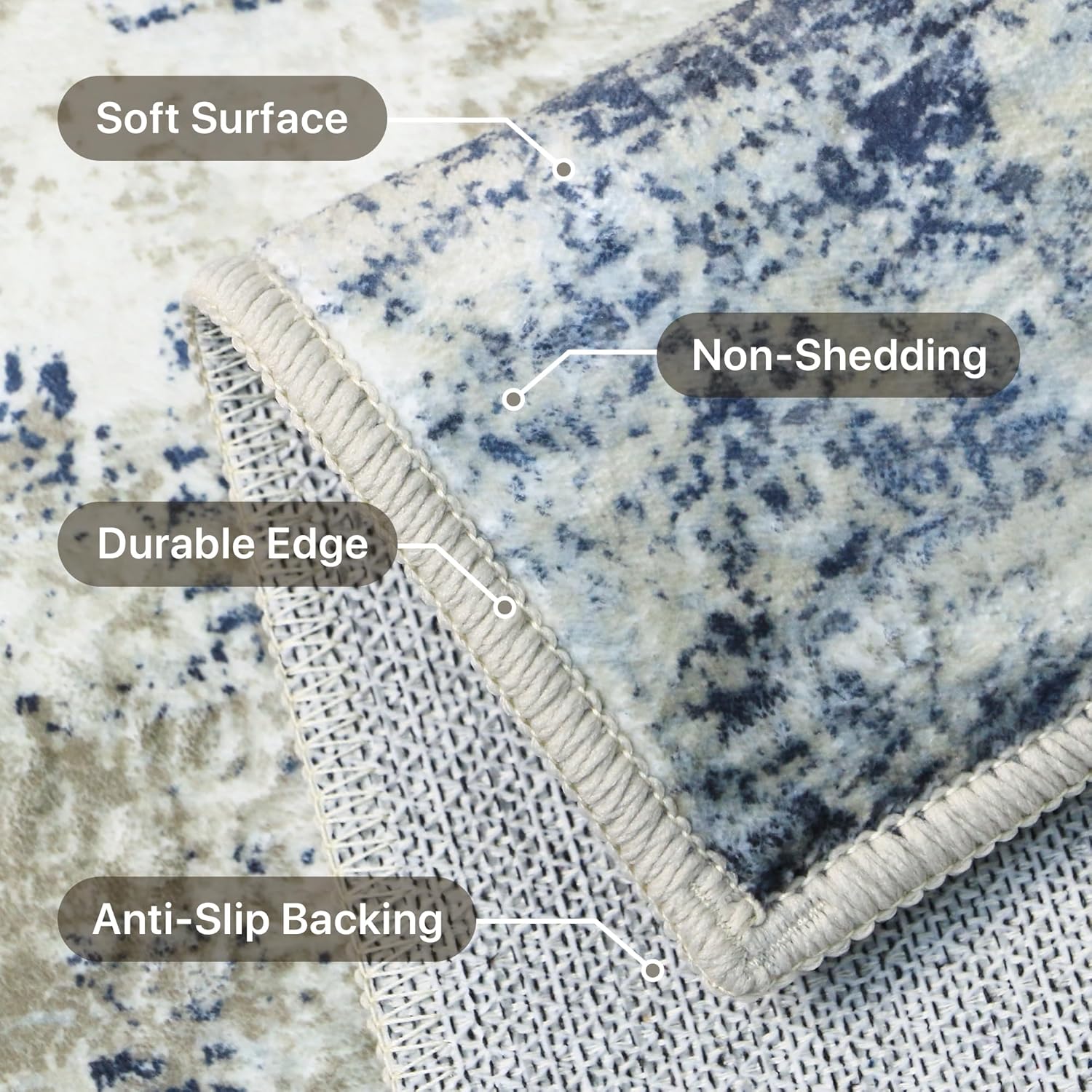 Beimo Tappeto Salotto Pelo Corto Moderno, Blu Inchiostro - immagine 2