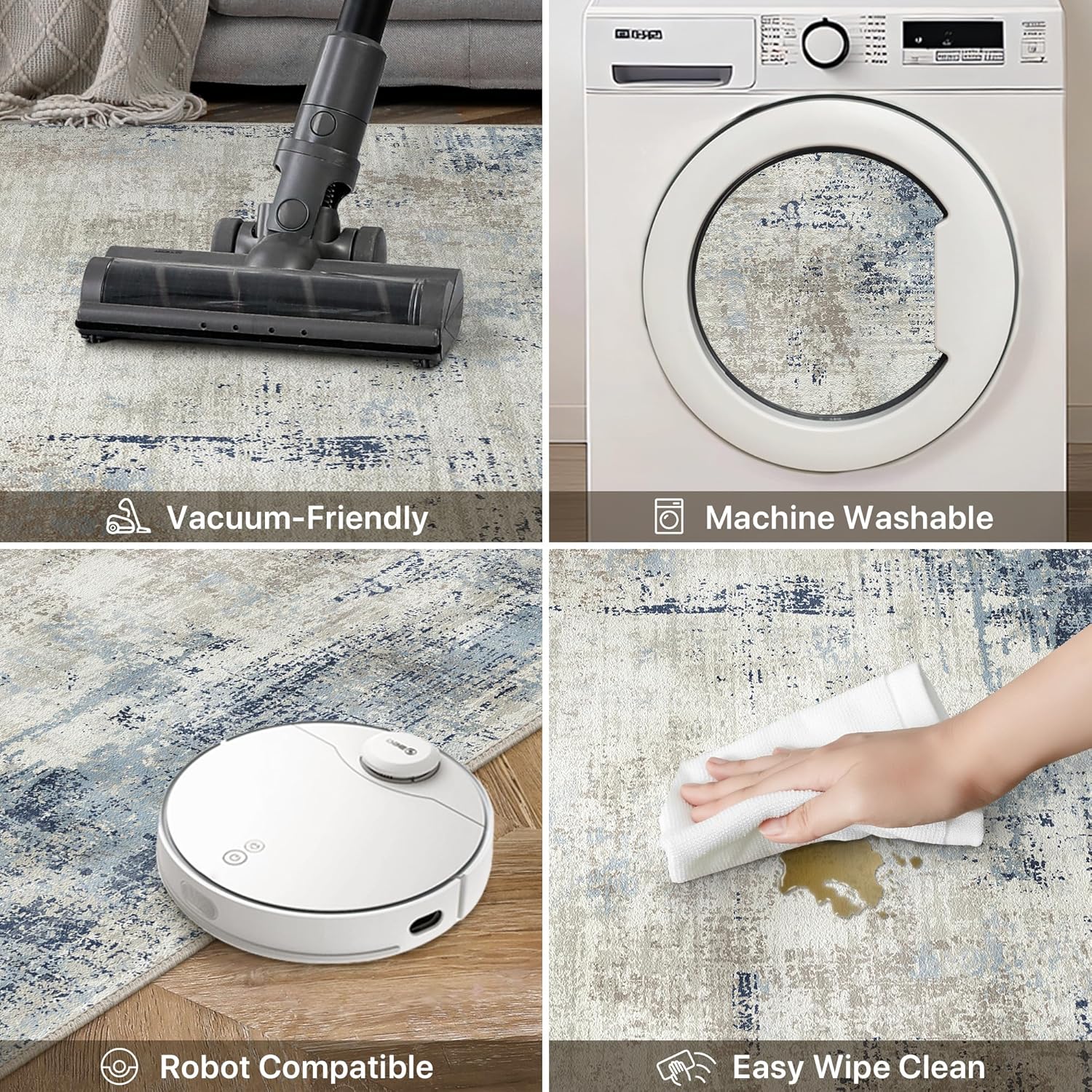 Beimo Tappeto Salotto Pelo Corto Moderno, Blu Inchiostro - immagine 4