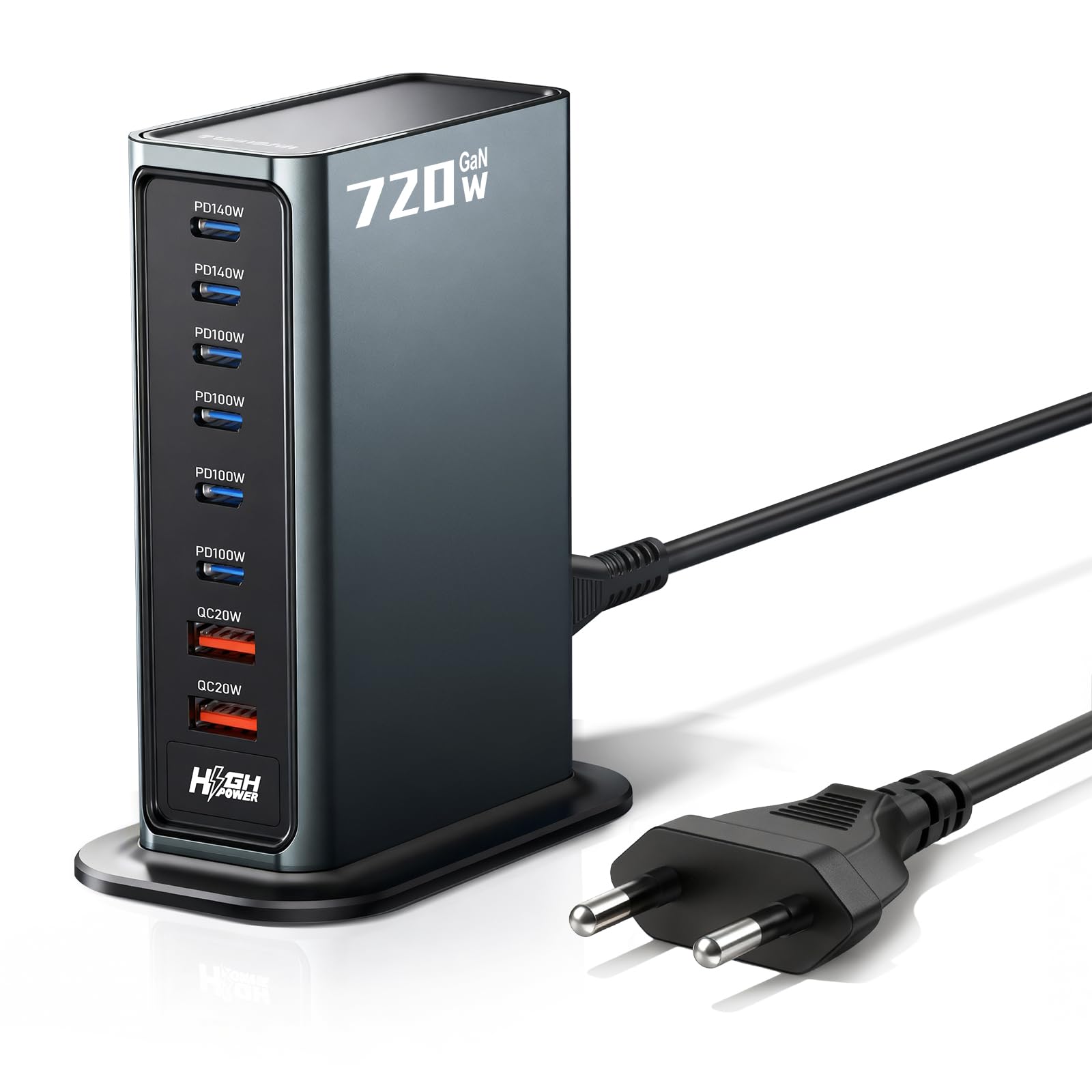 Rocoren Stazione Ricarica Rapida USB-C GaN 720W 8 Porte