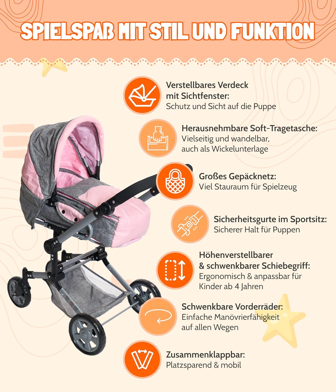 Bayer Chic 2000 587-15 - Passeggino Bambole Jara 2 in 1 - immagine 3