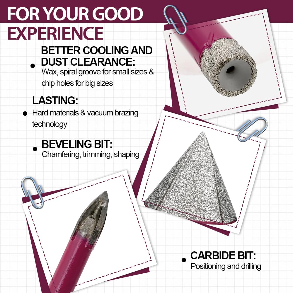 Queforet Punte Diamantate Gres Porcellanato 11 Pezzi - immagine 4