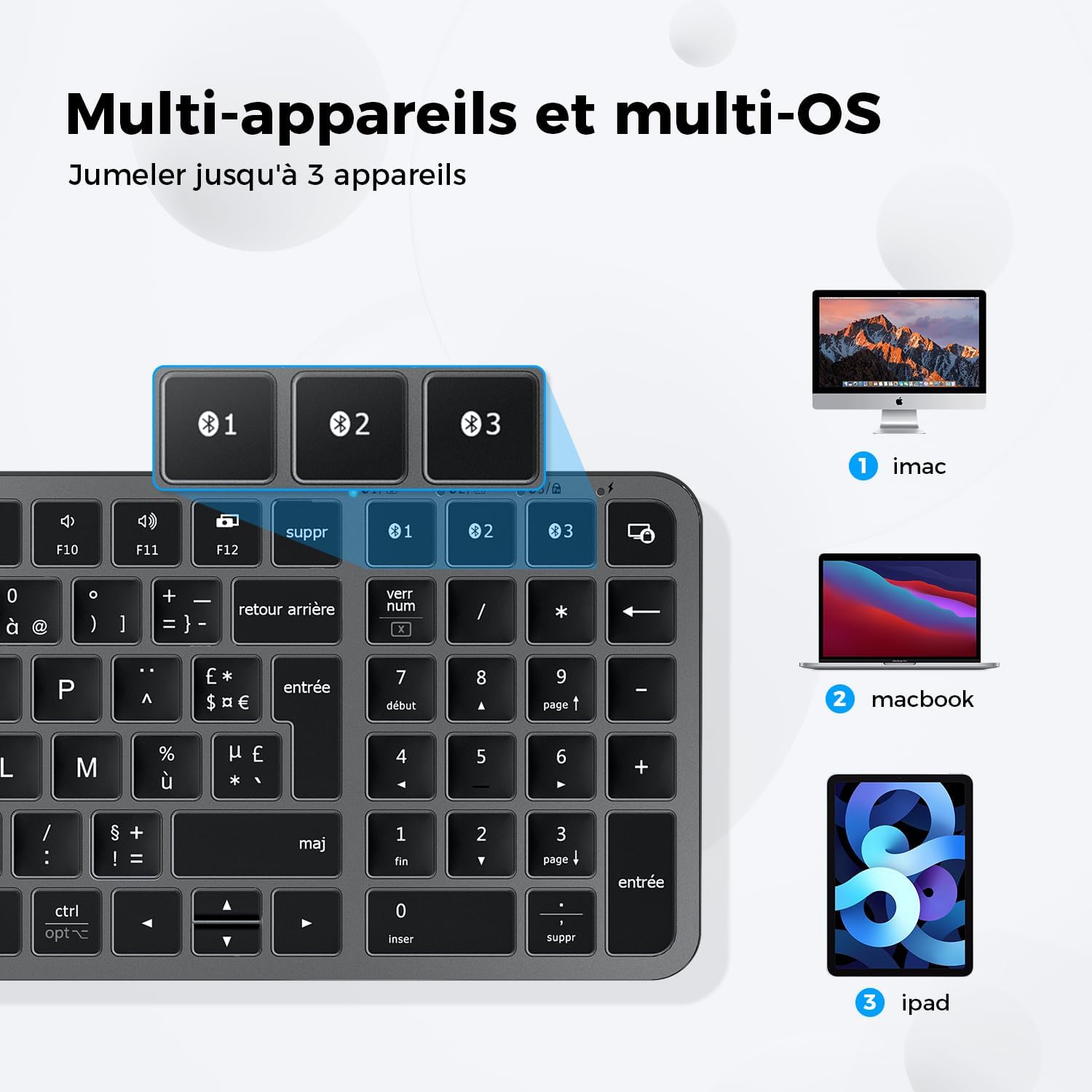 iClever Clavier Bluetooth, Clavier sans Fil Rechargeable - immagine 2