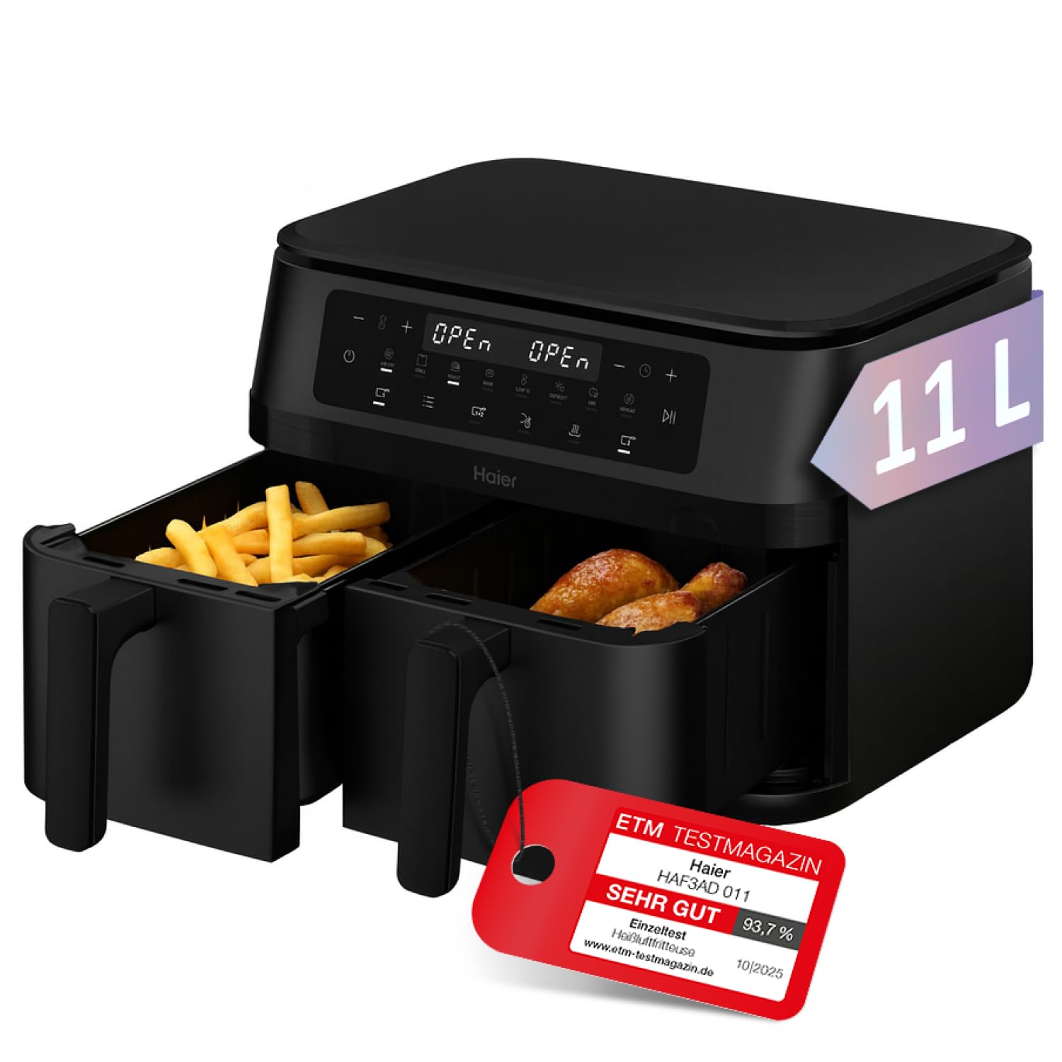 Haier Friggitrice ad Aria Calda 11L, 2 Camere