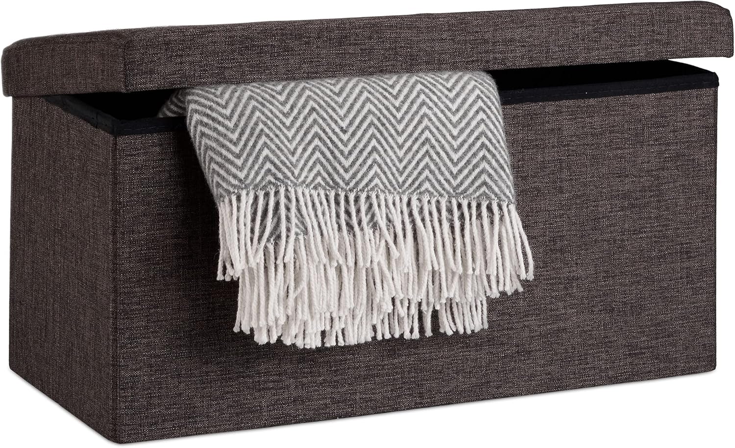 Relaxdays Pouf con Contenitore XL 36x76x38 cm, Marrone - immagine 4