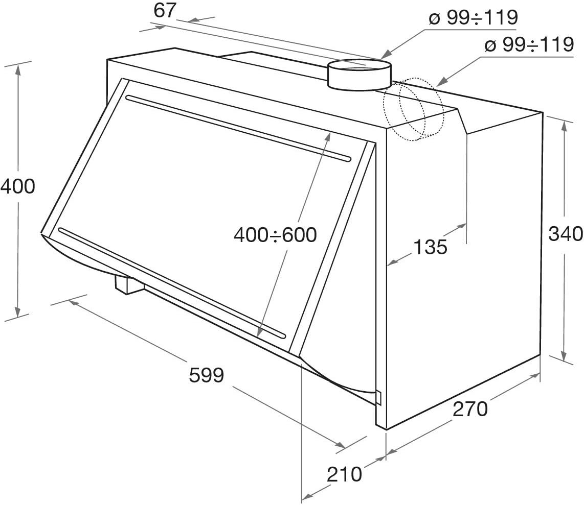 Bauknecht DE 5360 SG/1 - Cappa per cappa intermedia, 60 cm, con grilletto - immagine 14