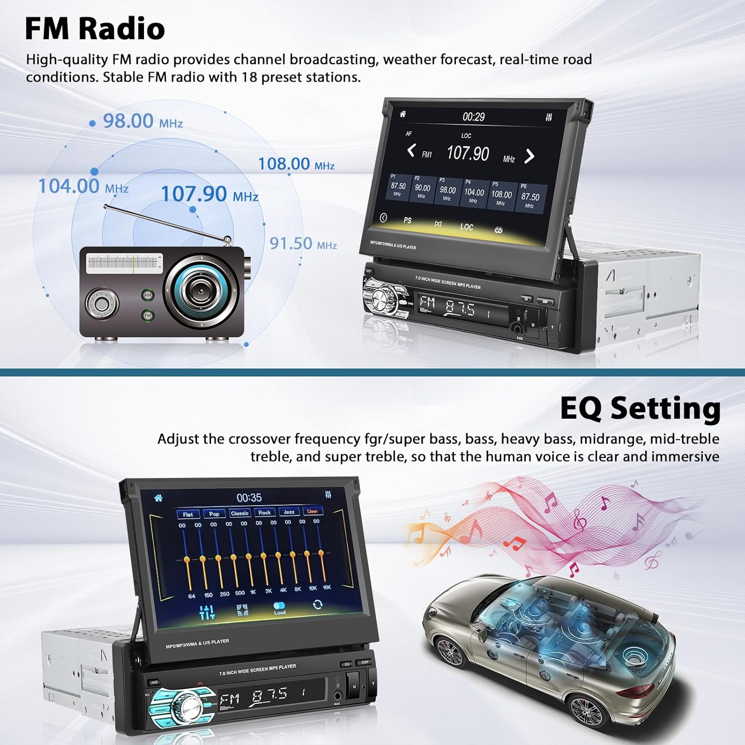 Inefala Autoradio 1 Din Carplay e Android Auto 7 Pollici - immagine 5