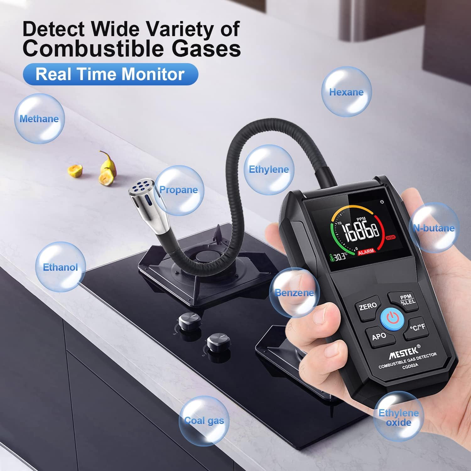 Rilevatore Gas Metano Carbone Propano GPL Portatile - immagine 2