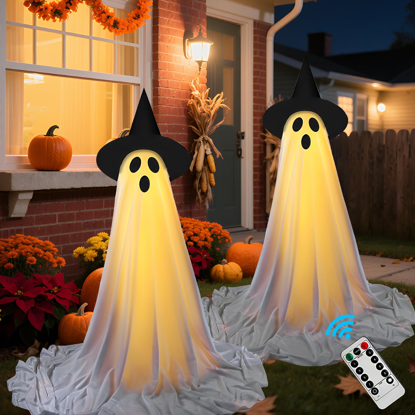 Luci a Forma di Fantasma per Halloween (2 Pezzi)