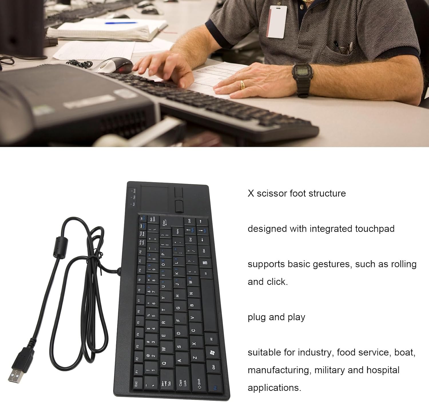 Vikye Tastiera Industriale Cablata con Touchpad - immagine 3