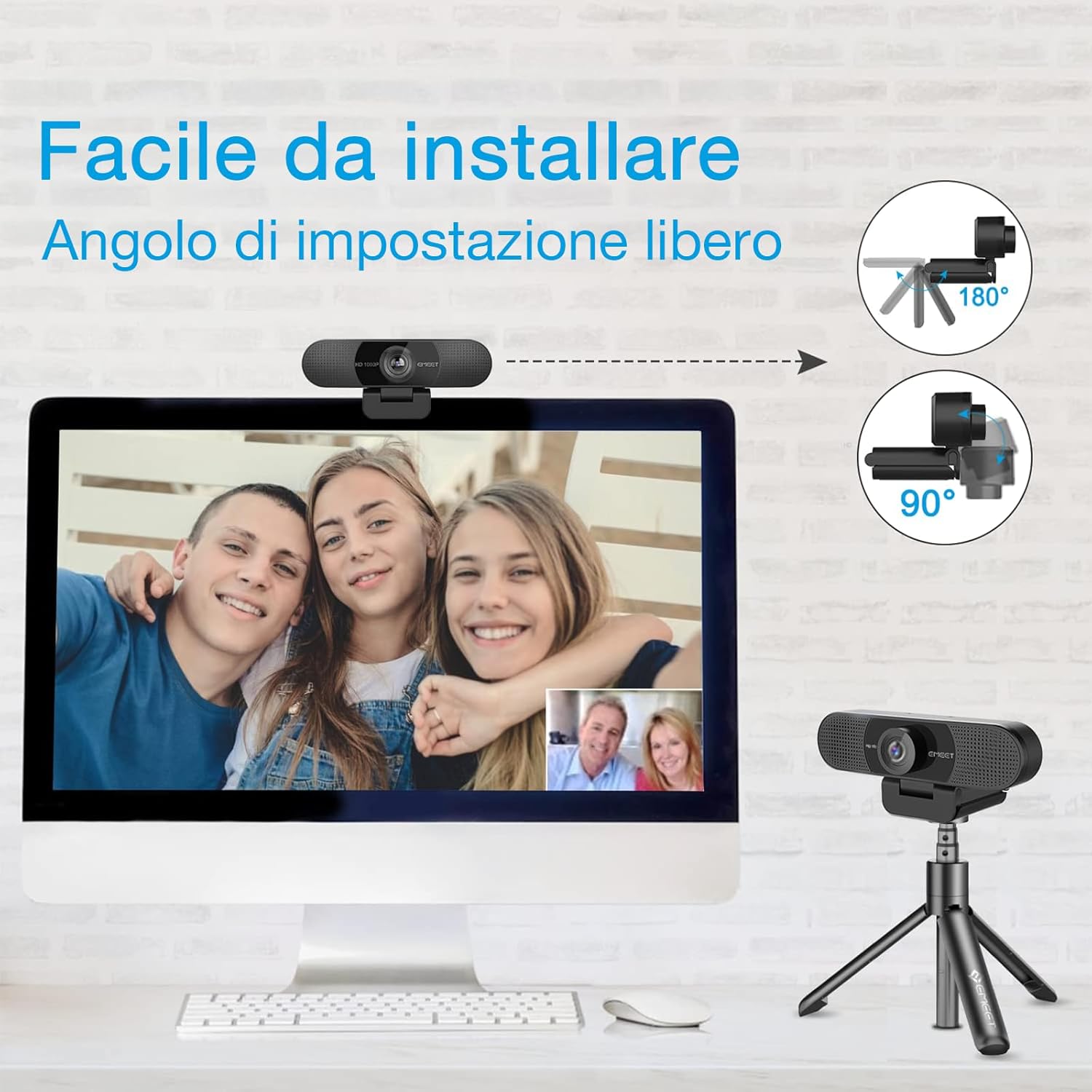 Emeet Full HD Webcam C960 1080P con Doppio Microfono - immagine 6