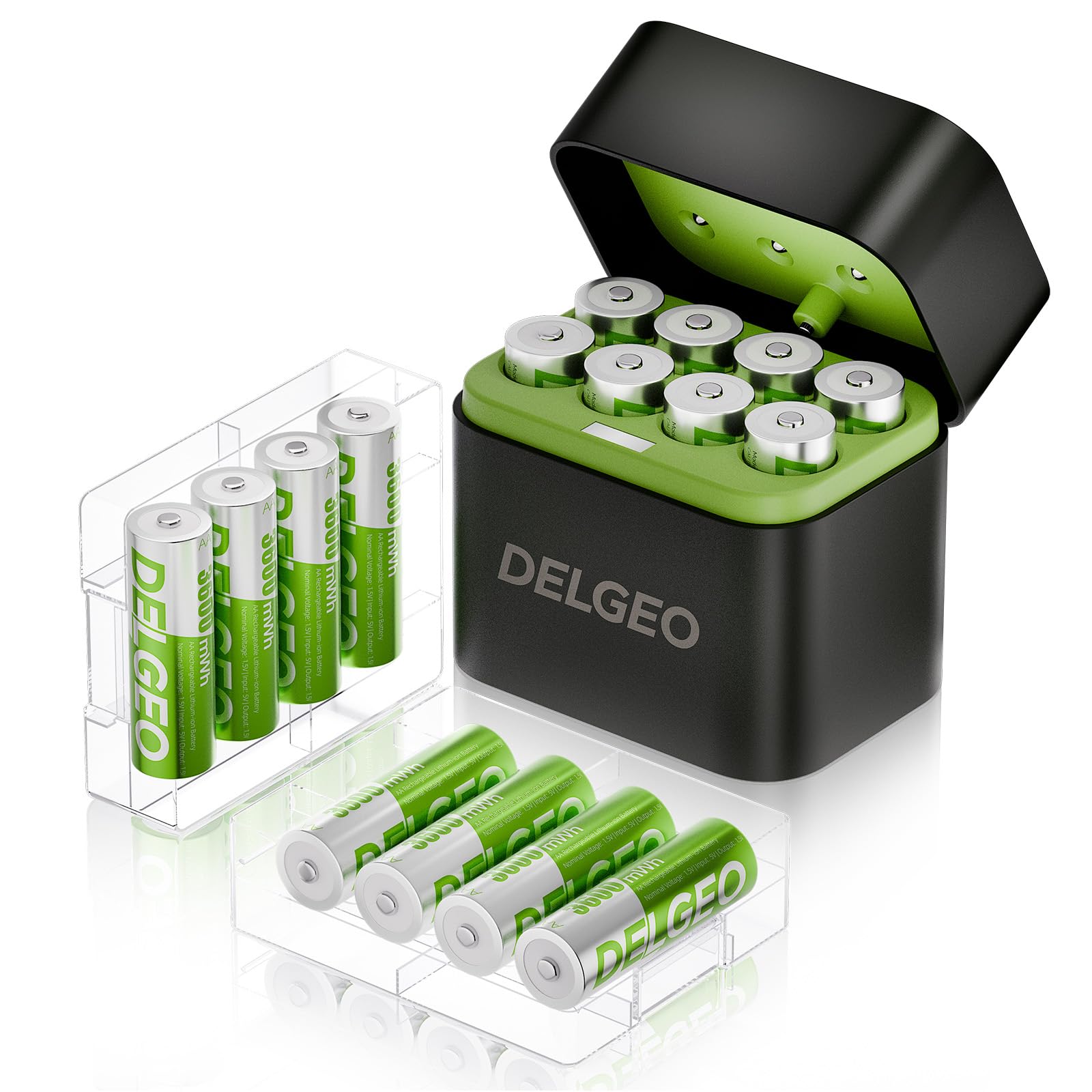 Batterie Litio AA Ricaricabili 16 Pack con Caricabatterie