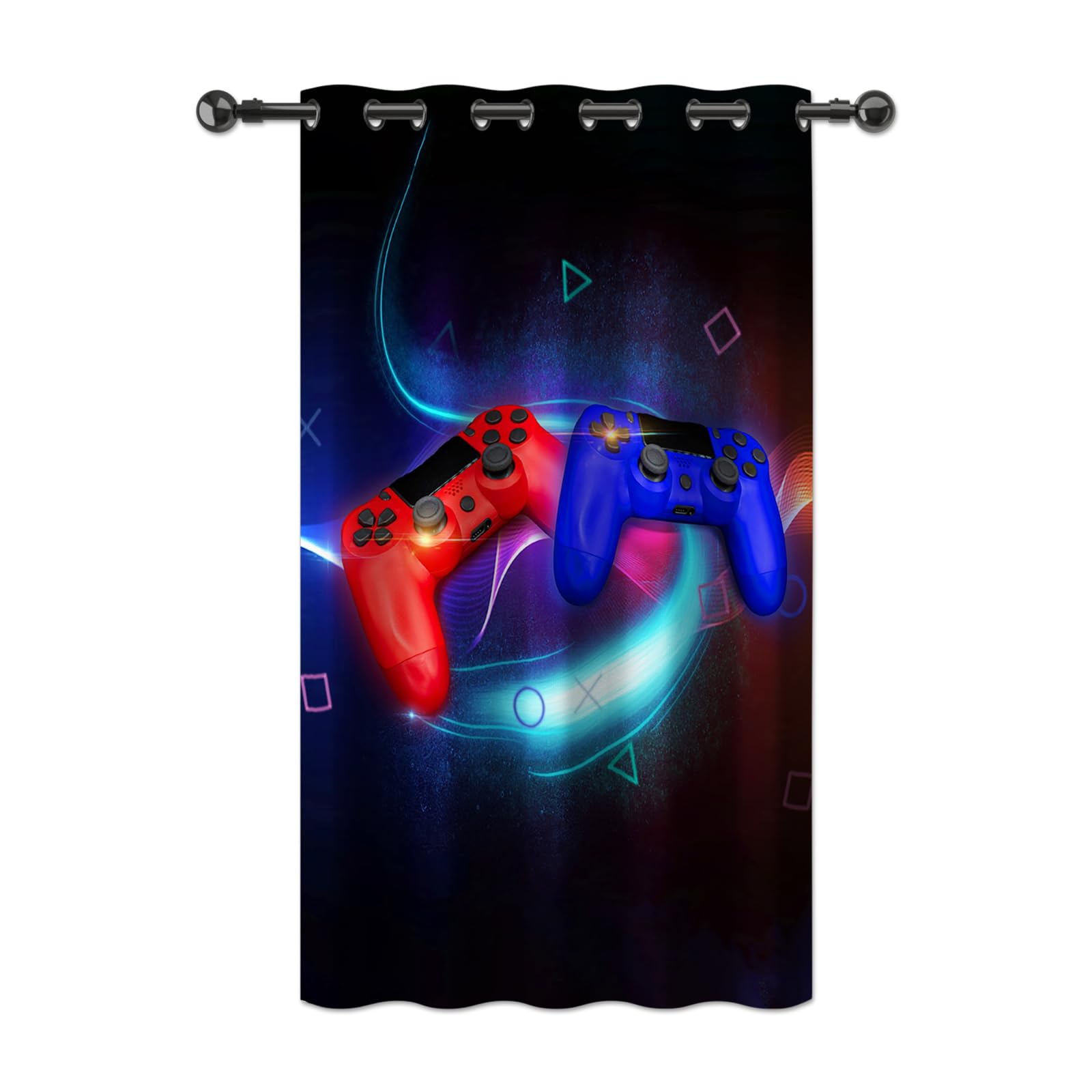 YONGFOTO Tenda Gamer Cameretta Ragazzo Controller Fluorescente videogiochi Oscuranti Cortina Gaming per Camera Bambini con Occhielli 1 Pannello 117 x 183 cm