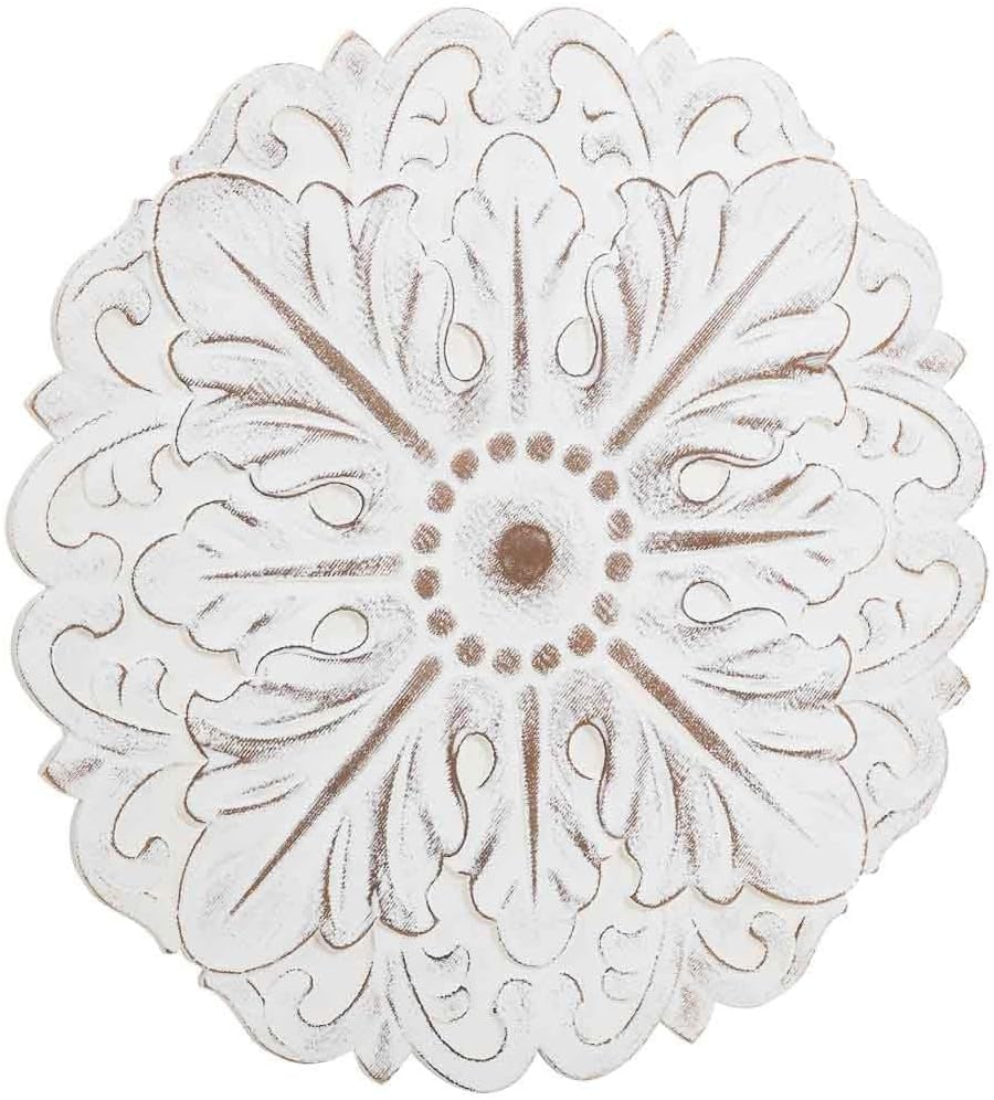 Panel Decorativo De Madera Tallada Blanco