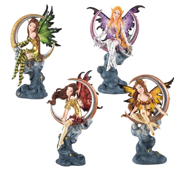 DRW Set 4 Fate Sedute sulla Luna in Resina 12x12x17cm