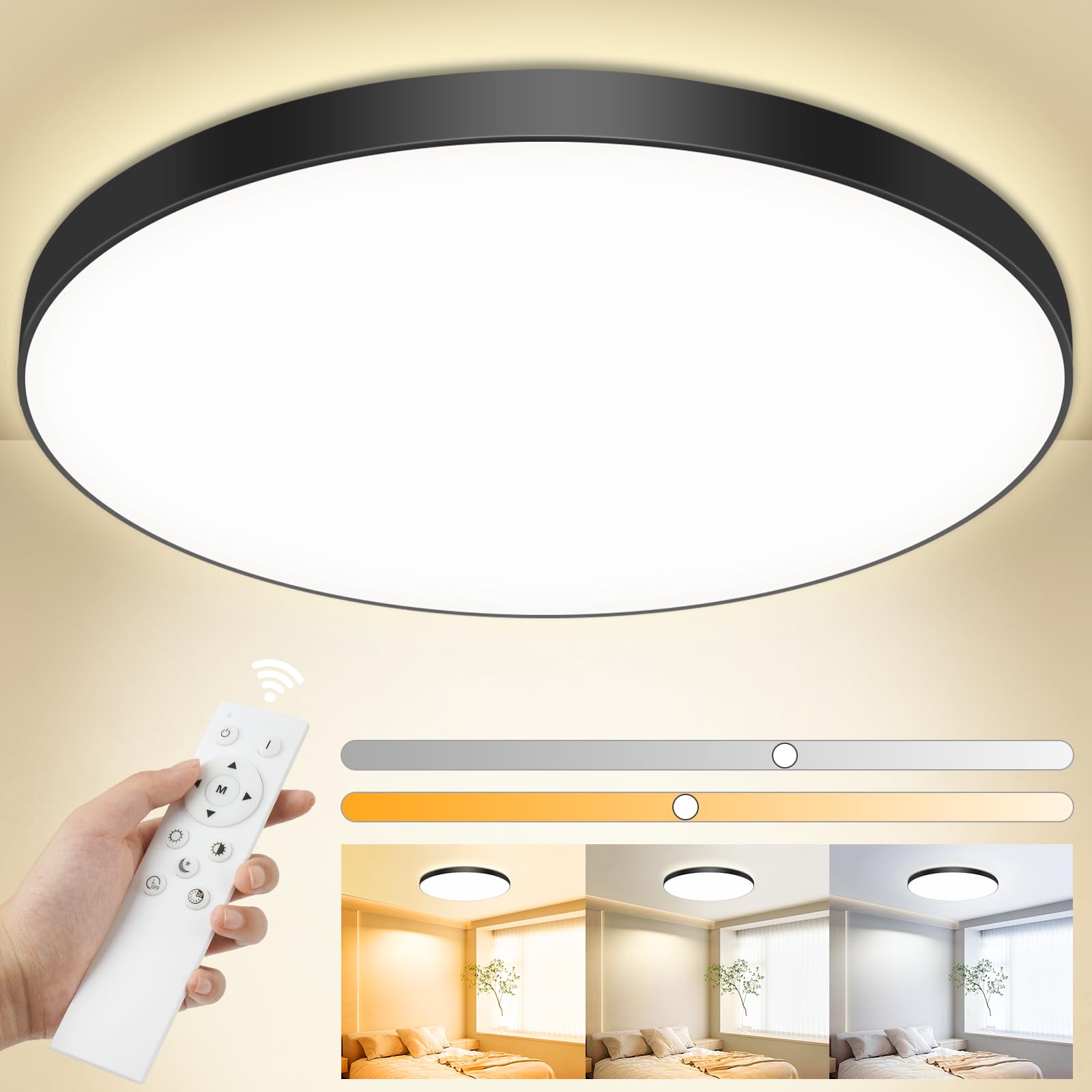 Plafoniera LED Soffitto Dimmerabile 24W con Telecomando