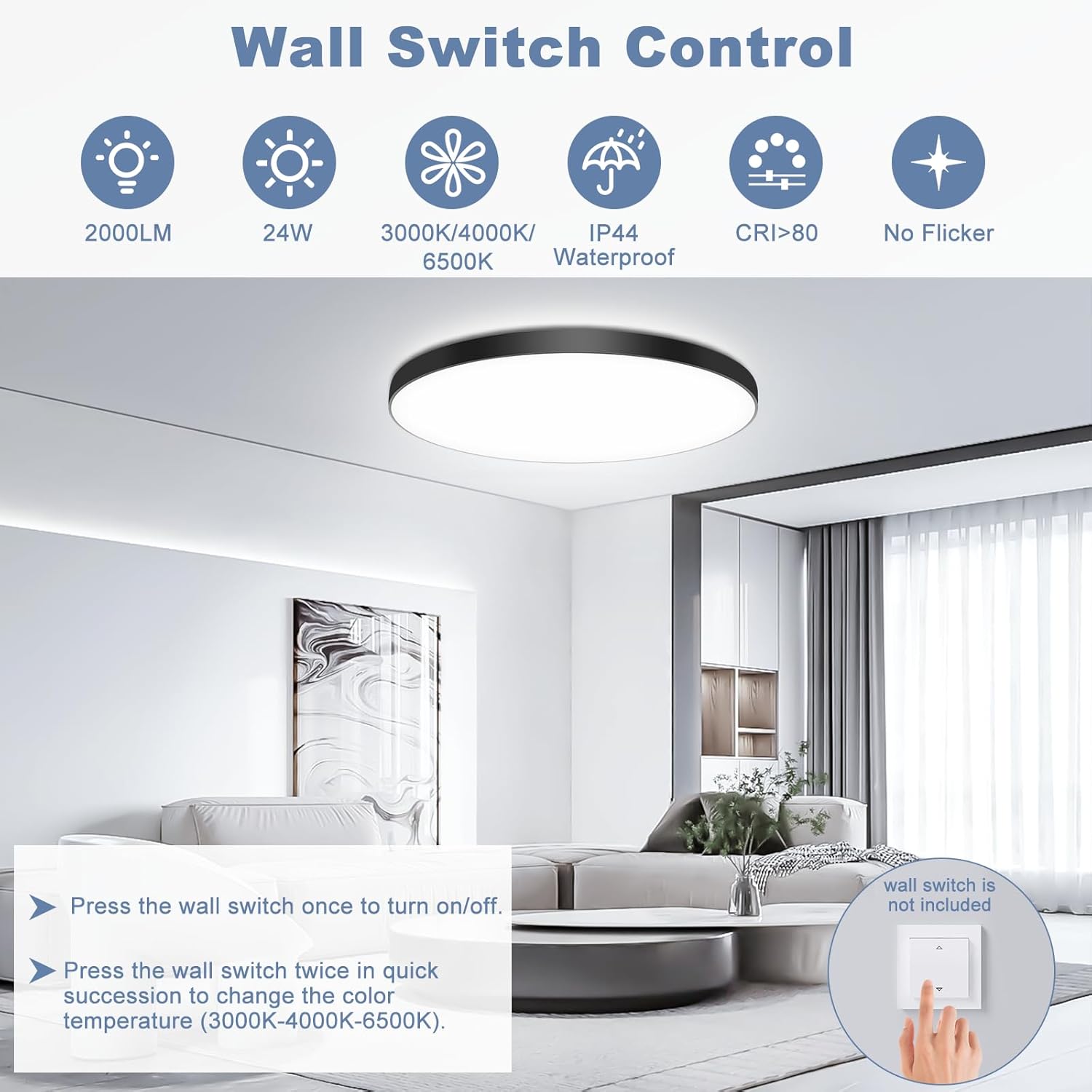 Plafoniera LED Soffitto Dimmerabile 24W con Telecomando - immagine 3