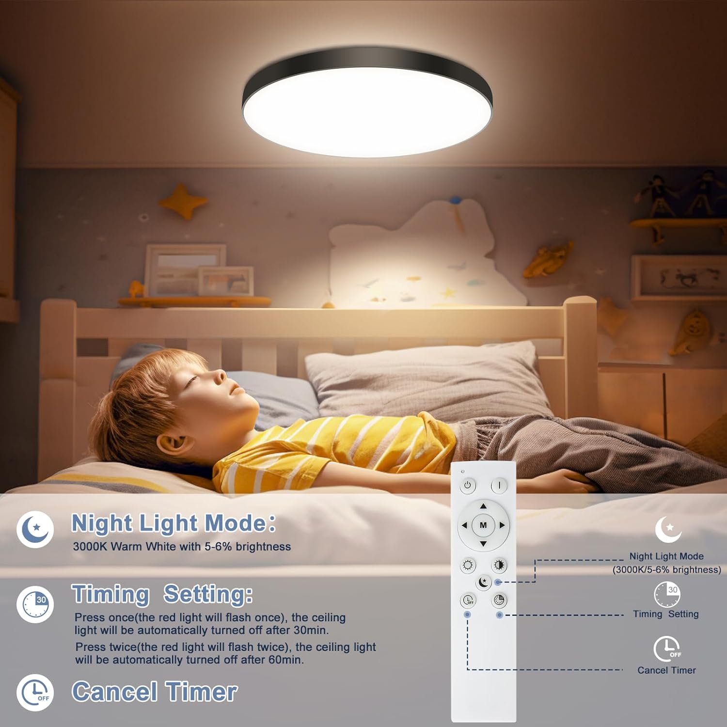Plafoniera LED Soffitto Dimmerabile 24W con Telecomando - immagine 4