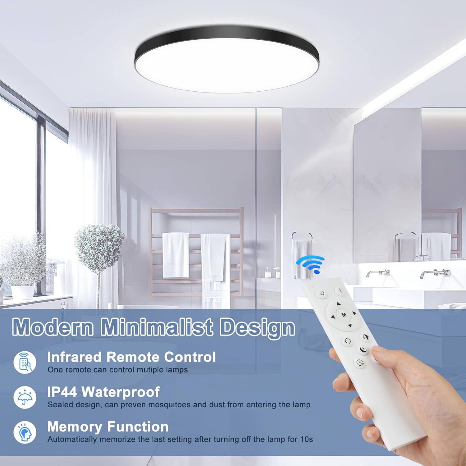 Plafoniera LED Soffitto Dimmerabile 24W con Telecomando - immagine 5