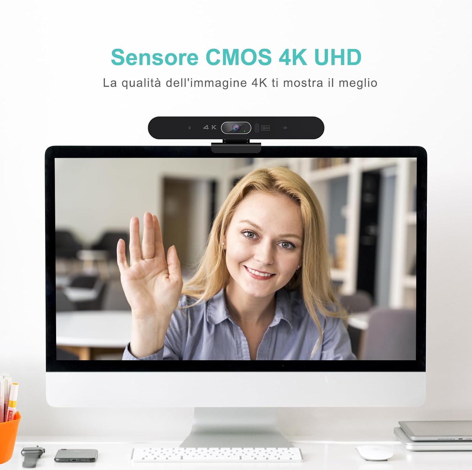 Raybit Webcam 4K con Microfono e Altoparlante - immagine 3