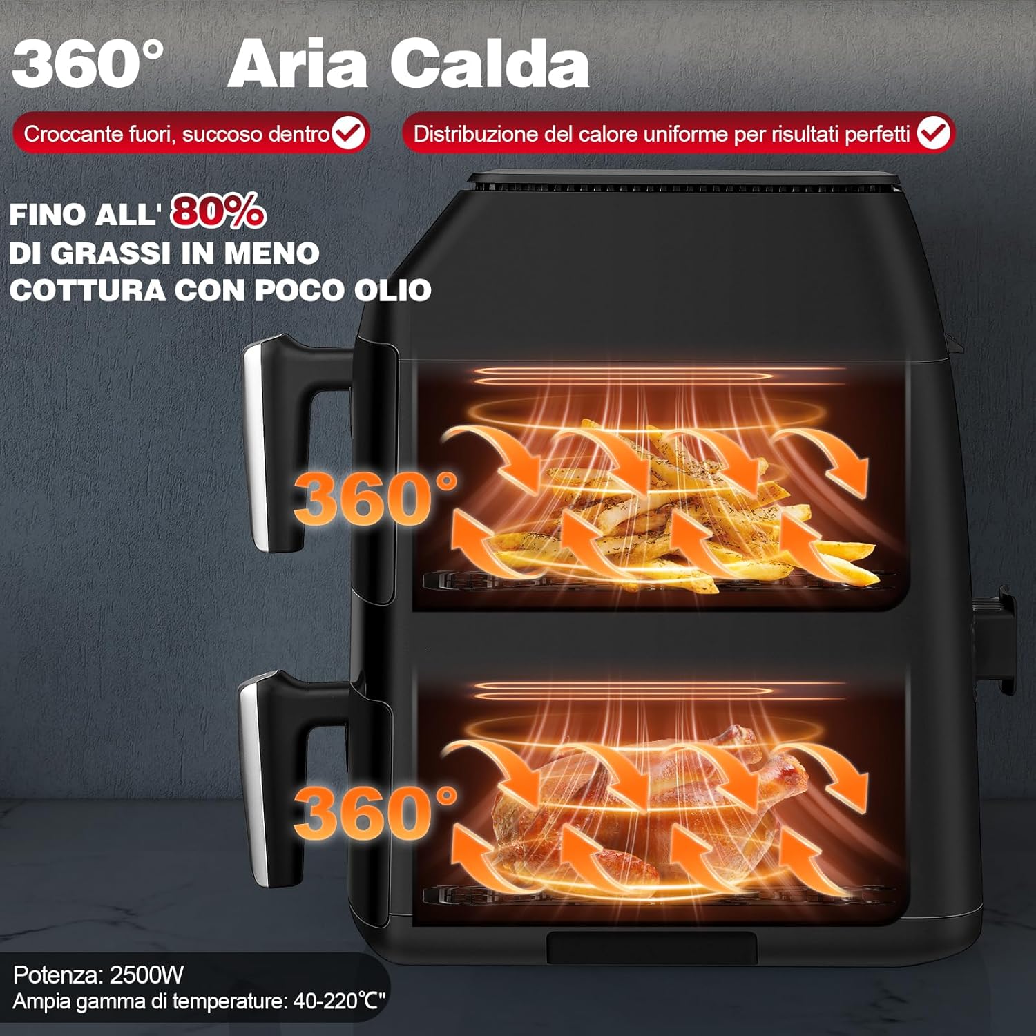 TopStrong Friggitrice ad Aria Doppio Cestello 11L, 2500W - immagine 6