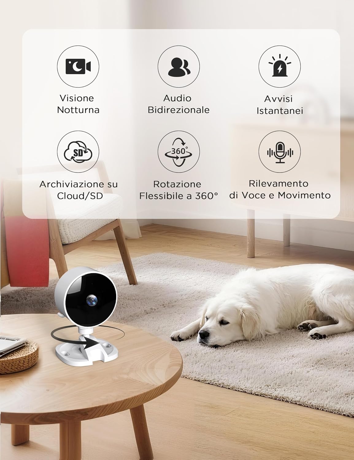 Wolfang Telecamera di Sicurezza Interna HD 1080p - immagine 2