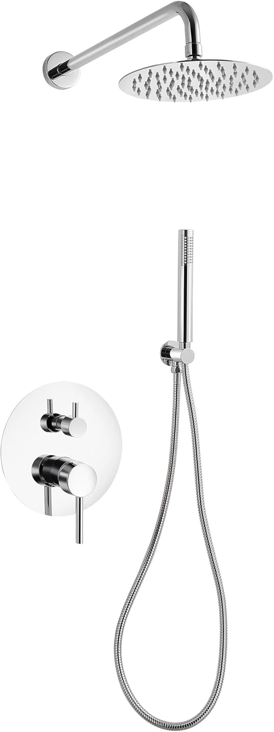 Marco Mammoliti Kit Doccia Tondo con Braccio e Soffione, Nero