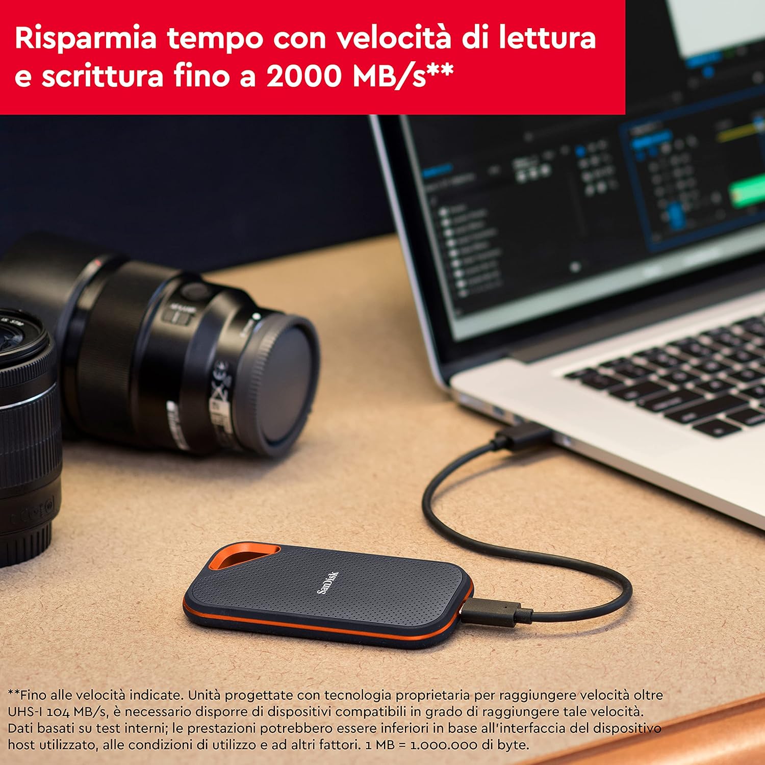 Sandisk Extreme PRO 2TB SSD Esterno NVMe USB-C - immagine 6