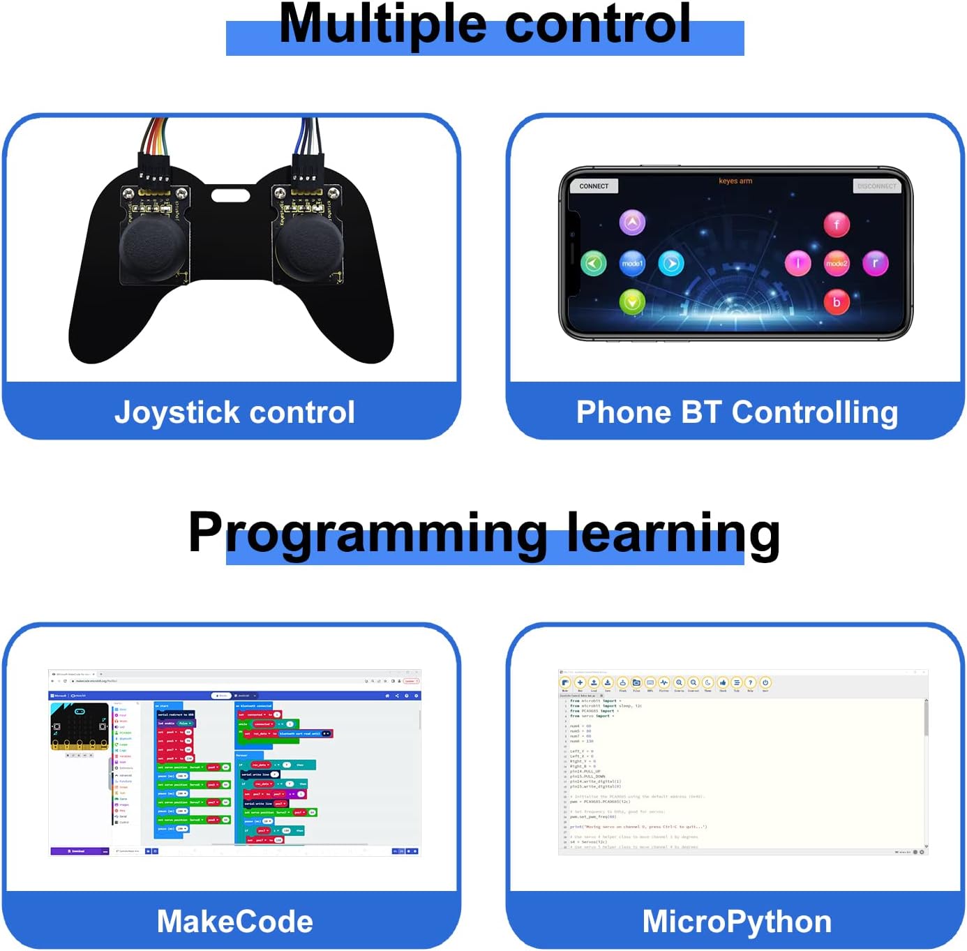 Keyestudio BBC Micro:bit 4-DOF Robot Arm Kit - immagine 3