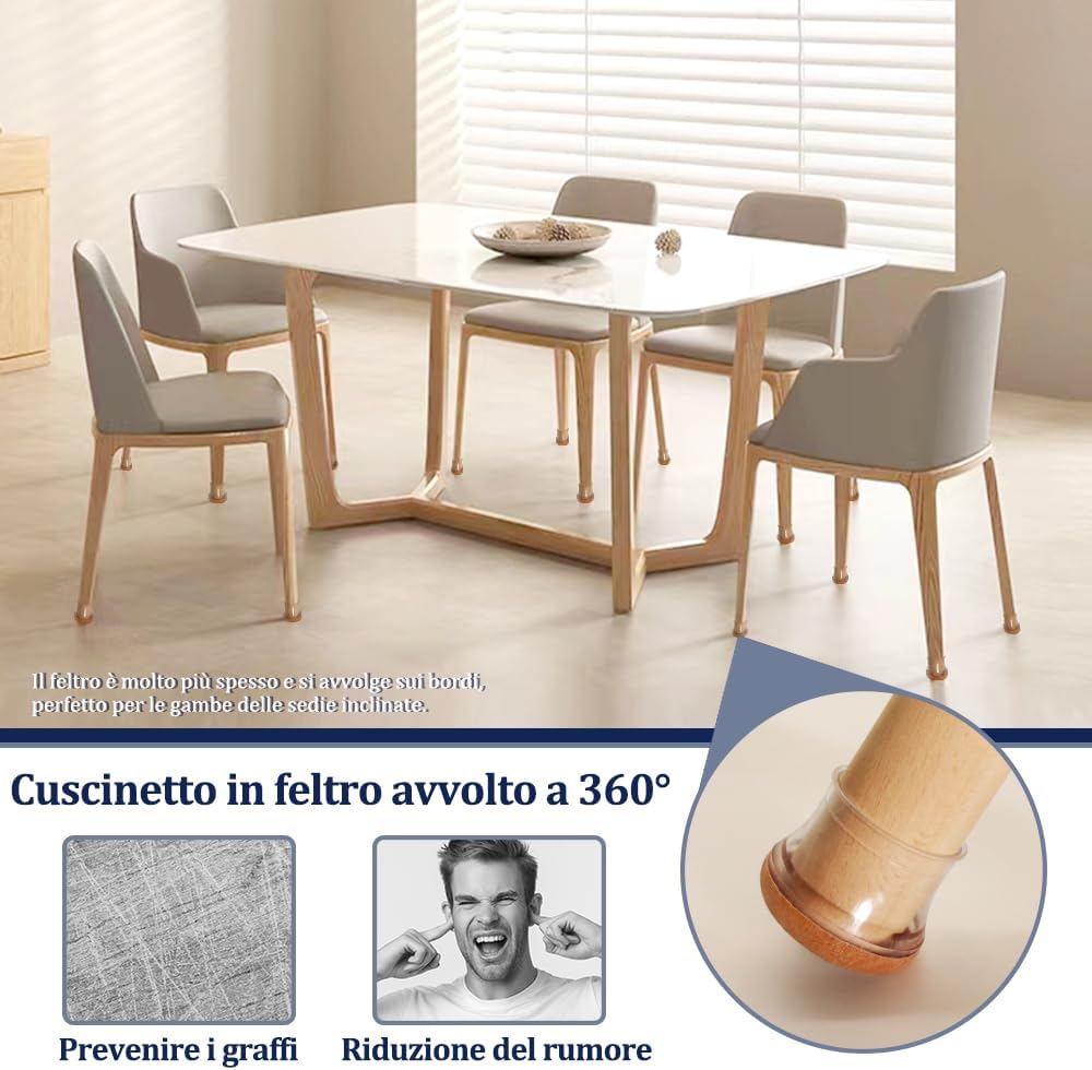 Gommini per Sedie Rotondi con Feltrini Ispessiti, 16 Pezzi - immagine 3