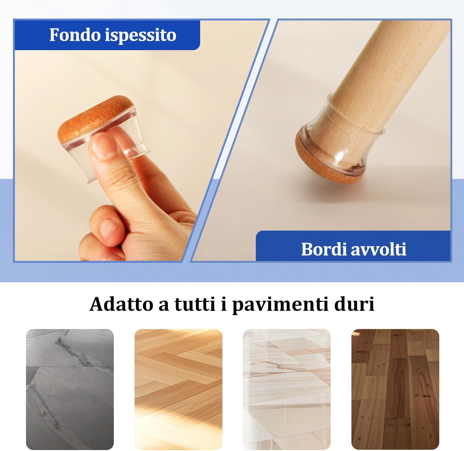 Gommini per Sedie Rotondi con Feltrini Ispessiti, 16 Pezzi - immagine 4