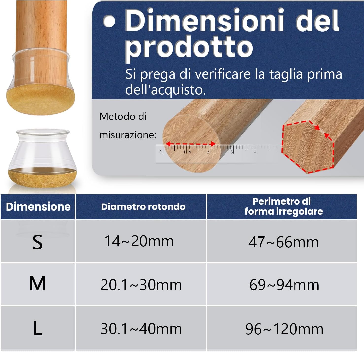 Gommini per Sedie Rotondi con Feltrini Ispessiti, 16 Pezzi - immagine 5