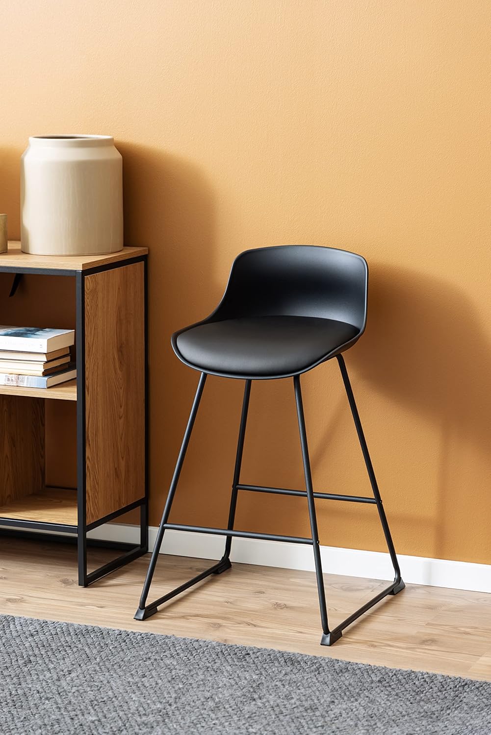 Ac Design Furniture Tille Sgabello Imbottito, Nero - immagine 2