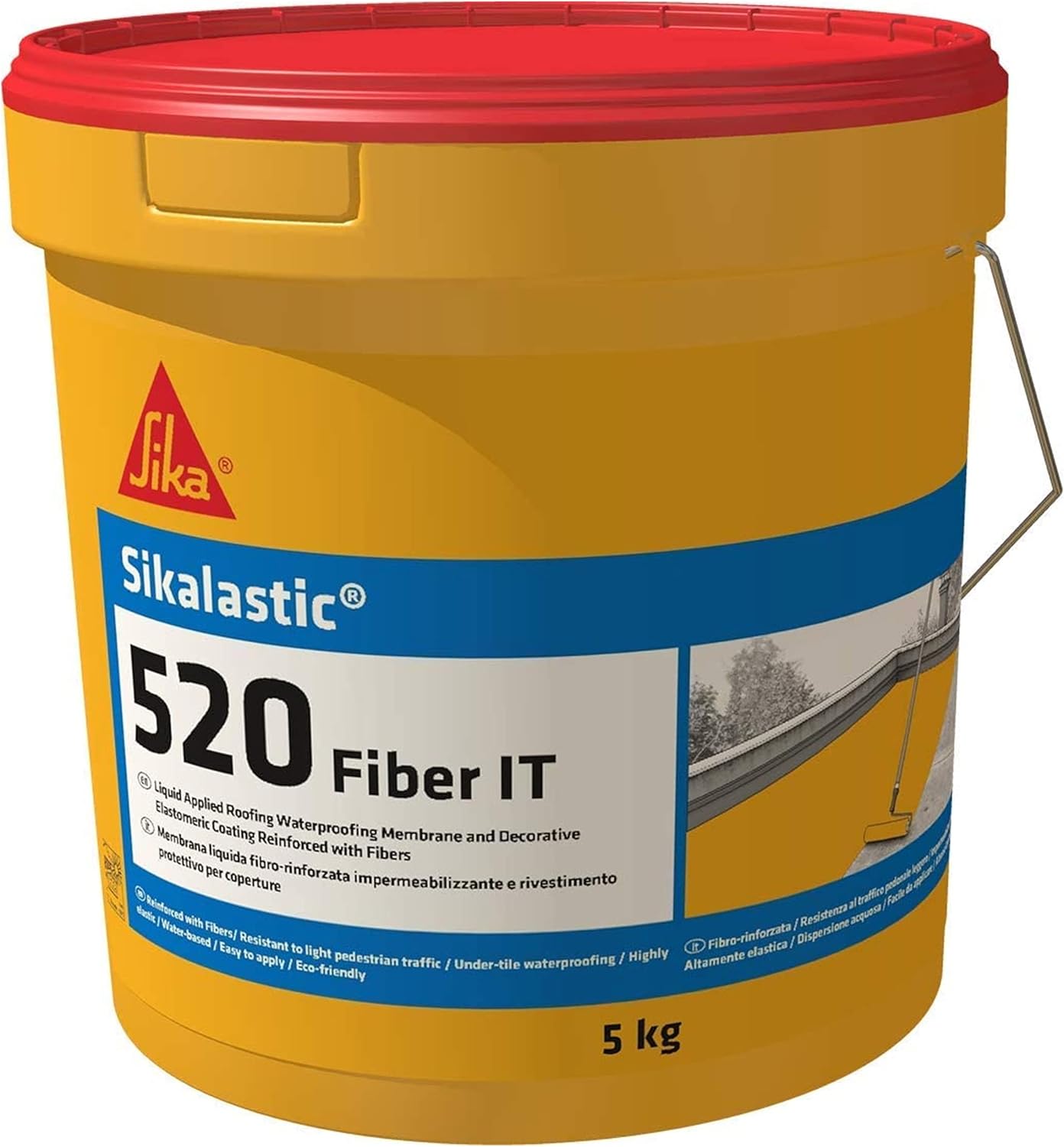 Sika Sikalastic-520 Fiber IT - Membrana Impermeabilizzante 5kg, Rosso