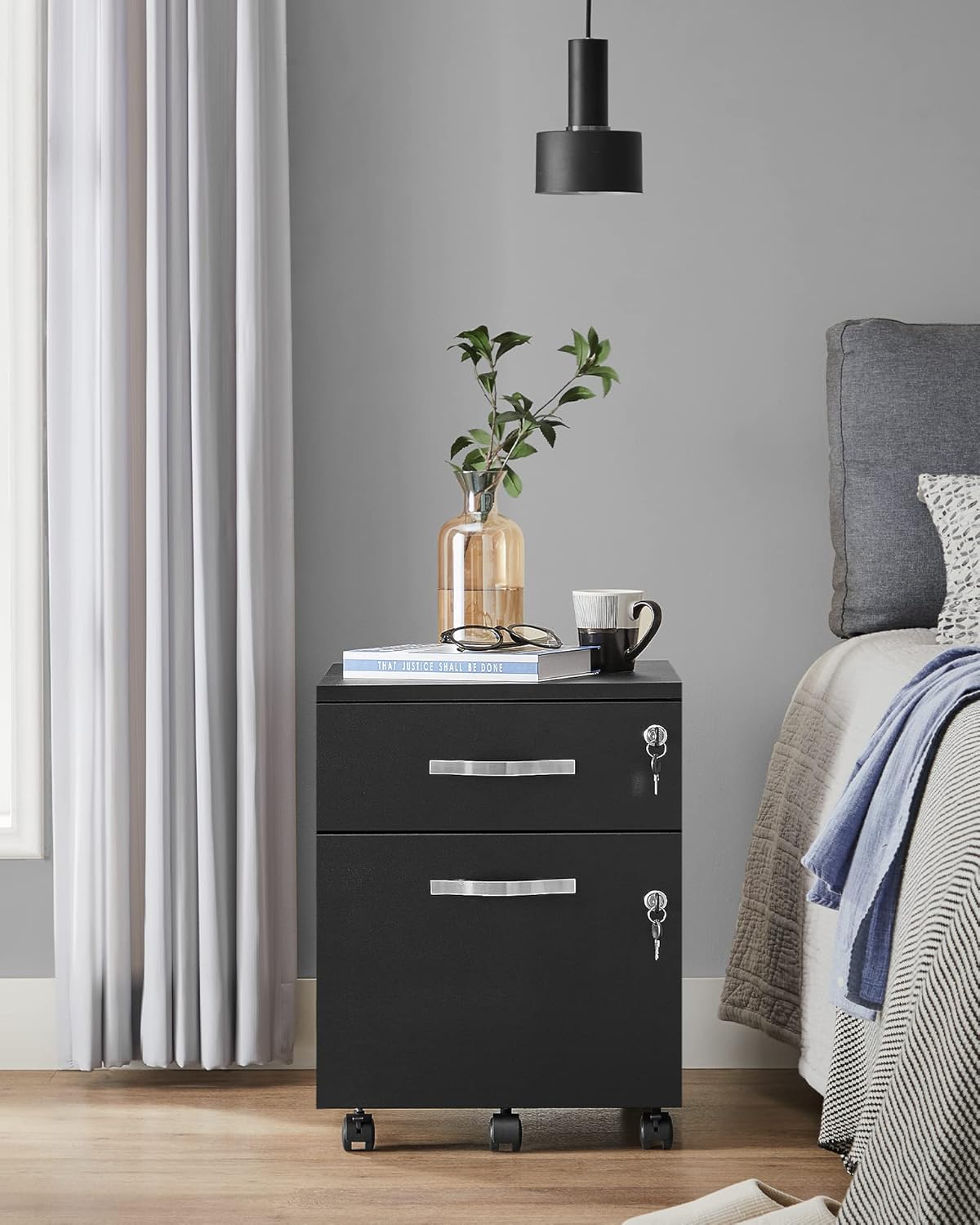 Vasagle Mobile Ufficio con 2 Cassetti Bloccabili Nero - immagine 9