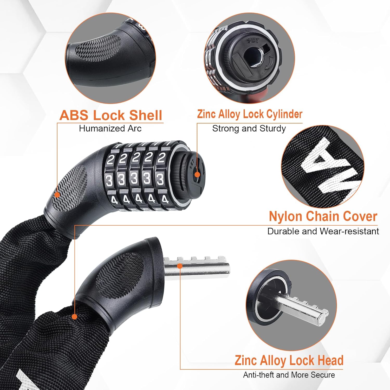 Grifema GAK1201-9 Lucchetto Antifurto a Catena 90 cm, Nero - immagine 4