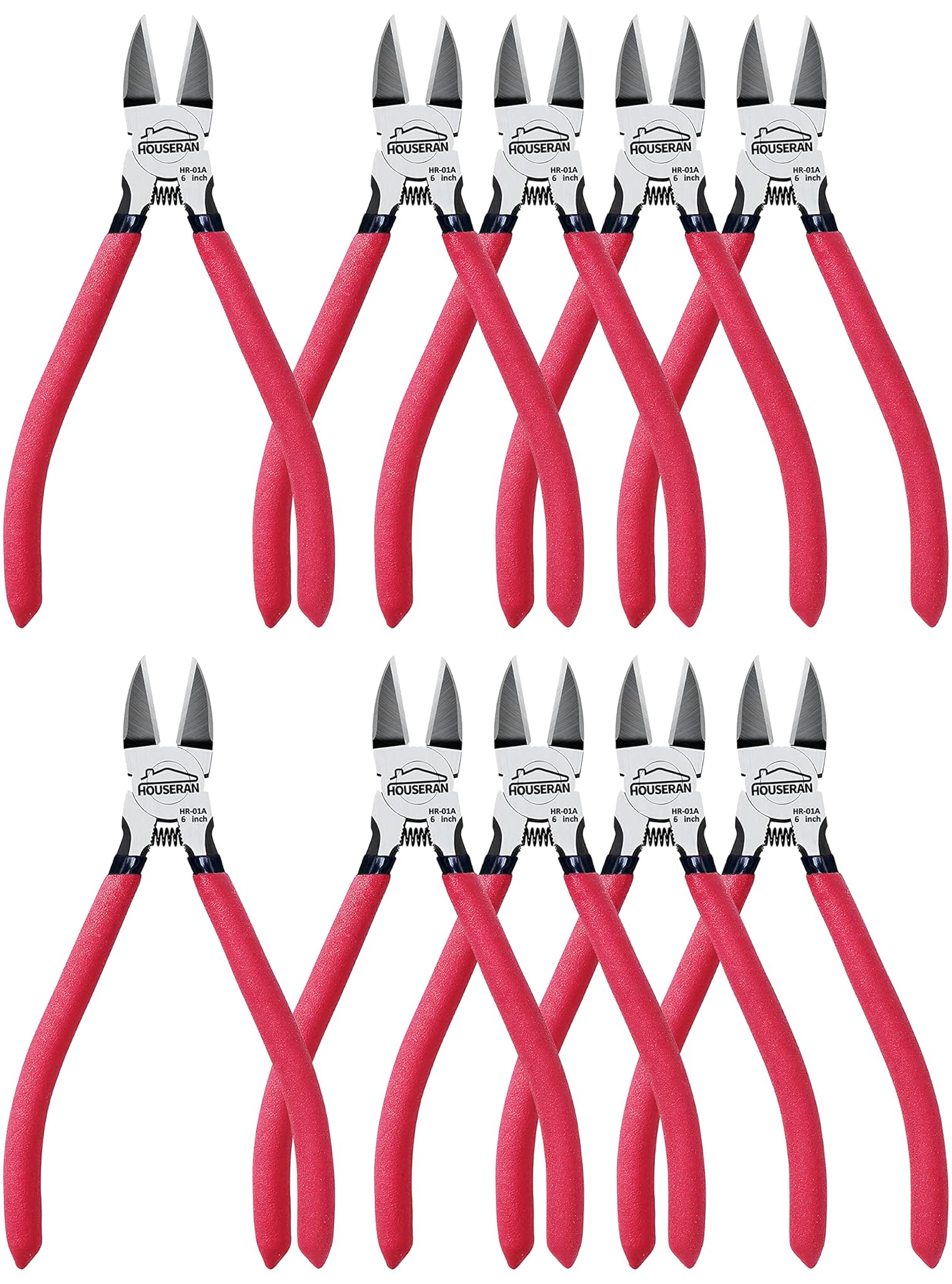 Houseran Pinza a Taglio Laterale 152mm, 10 Pezzi, Rosso