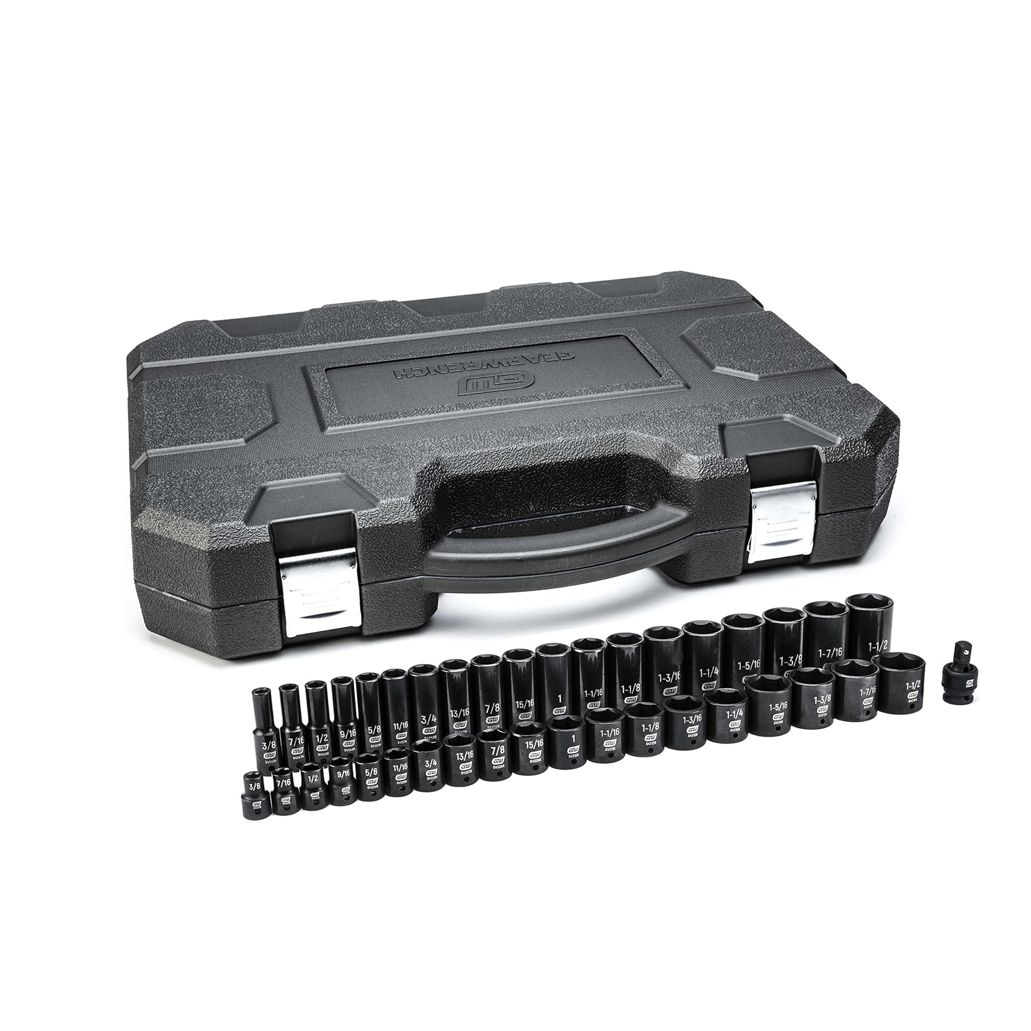 Gearwrench Set Bussole Impatto 39 pz 1/2" Drive SAE, Nero