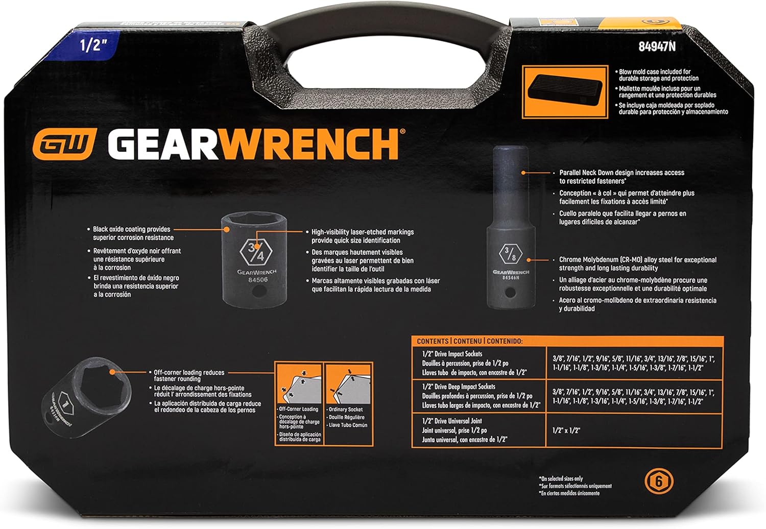 Gearwrench Set Bussole Impatto 39 pz 1/2" Drive SAE, Nero - immagine 12