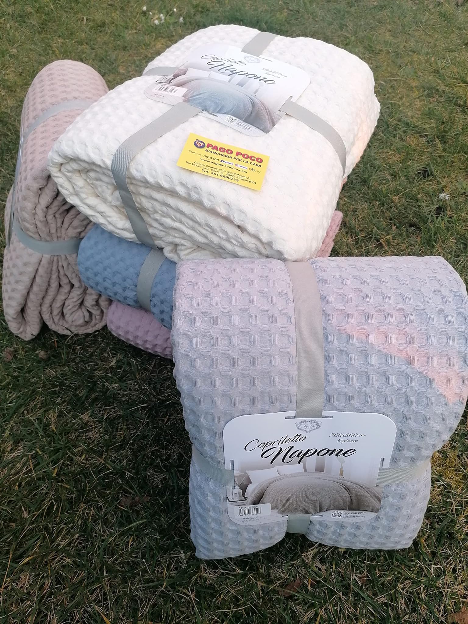 Trapunta Tinta Unita 100% Cotone Nido d'Ape 260x260cm