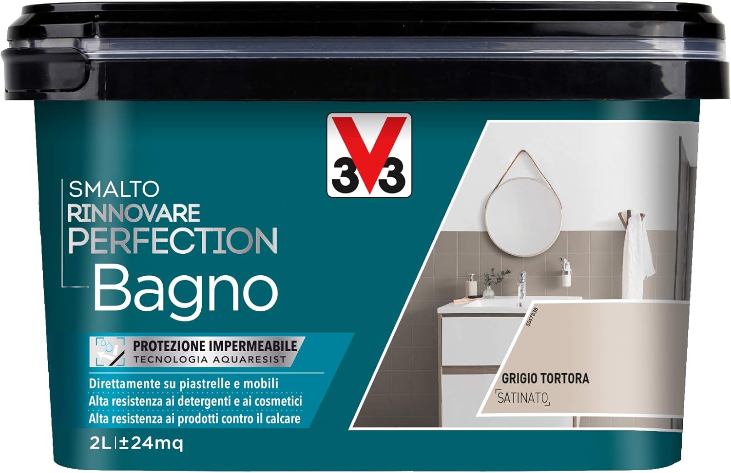 V33 SMALTO RINNOVARE PERFECTION BAGNO Grigio Tortora Satinato 2 L - immagine 1