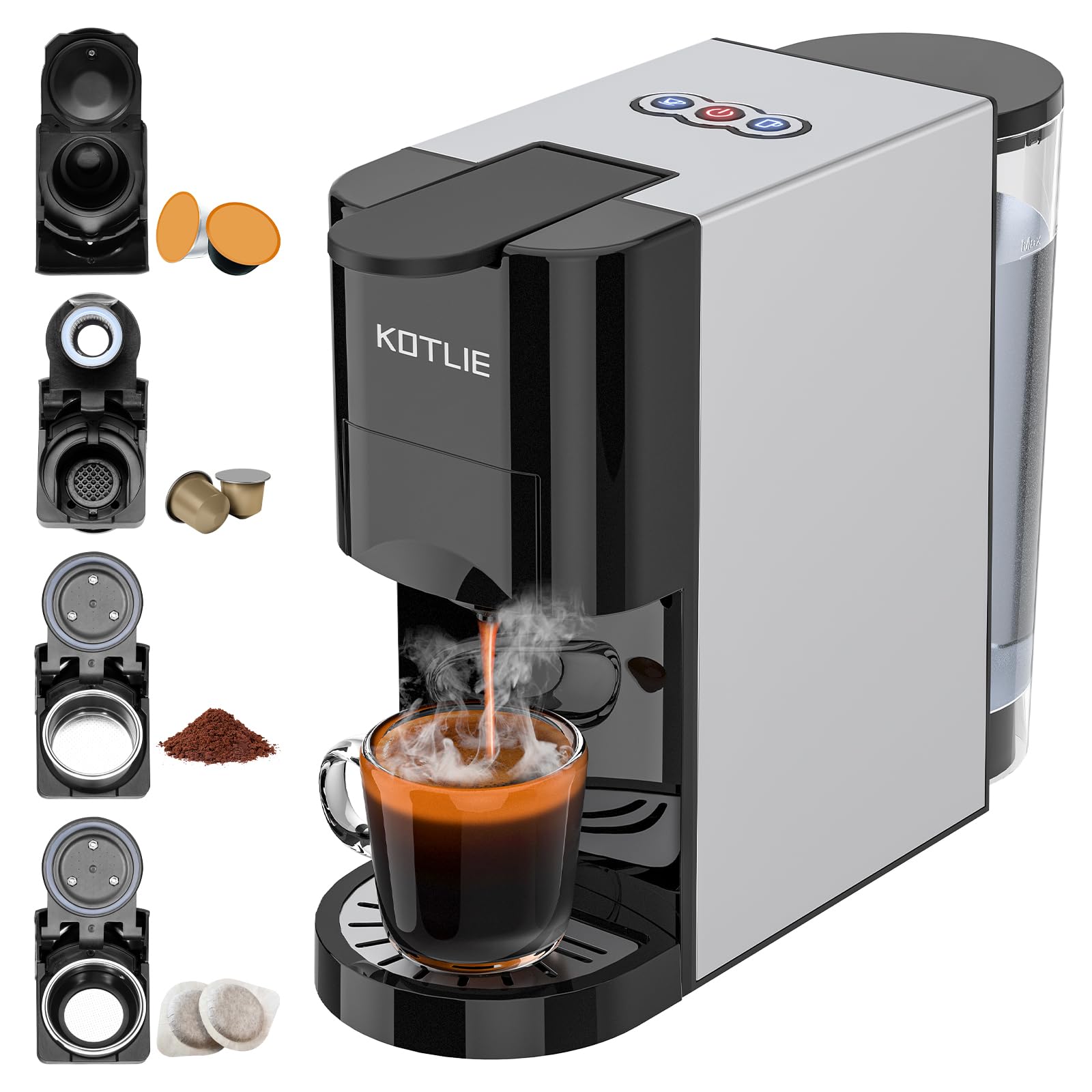 Kotlie Macchina da Caffè 4 in 1, 19 bar, 800 ml, Nero