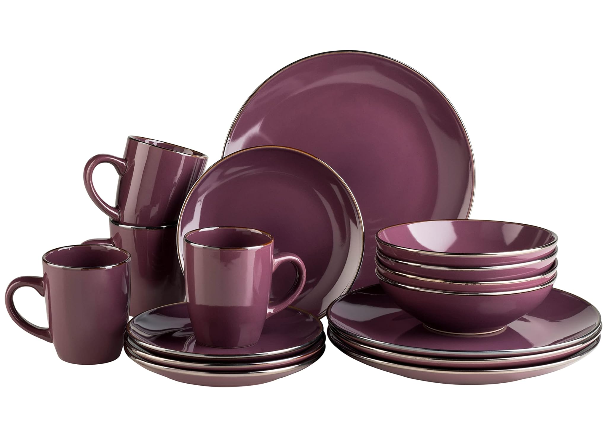 Set Stoviglie Moderne 16 Pezzi per 4 Persone, Viola