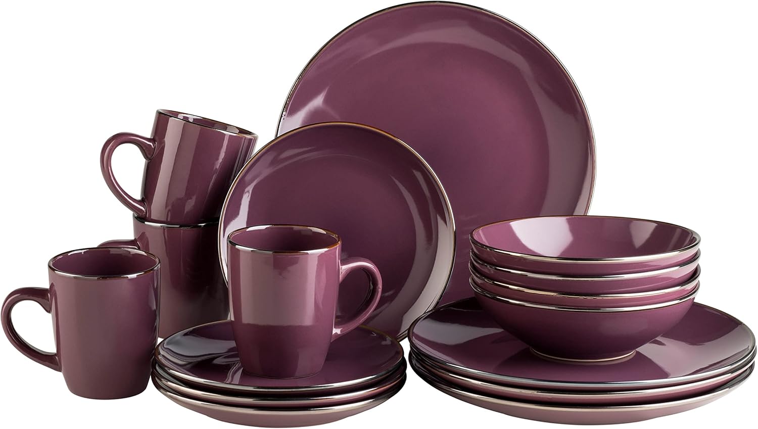 Set Stoviglie Moderne 16 Pezzi per 4 Persone, Viola - immagine 1