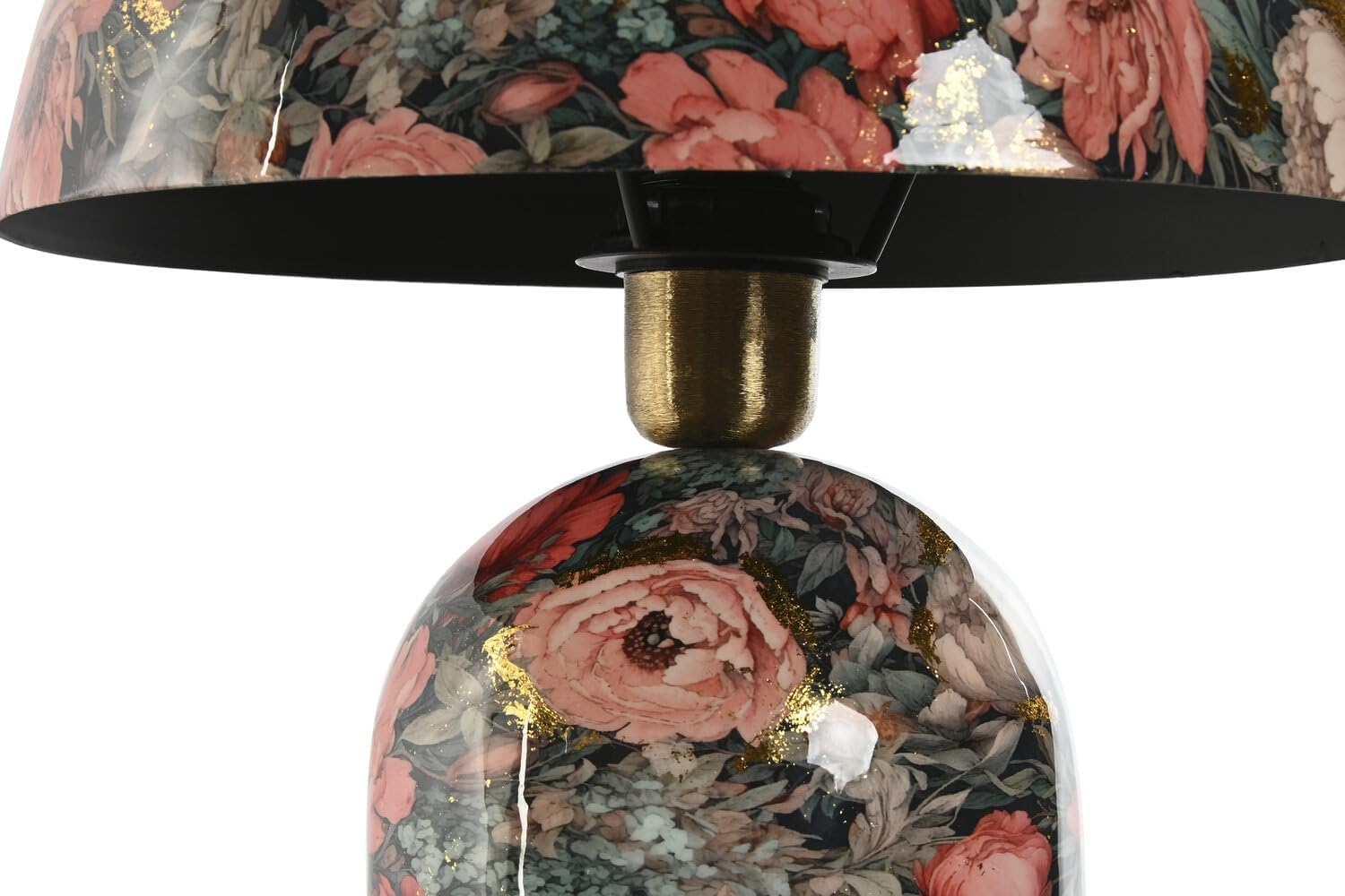 LAMPARA SOBREMESA METAL 31X31X44,5 FLORES ROSA - immagine 3