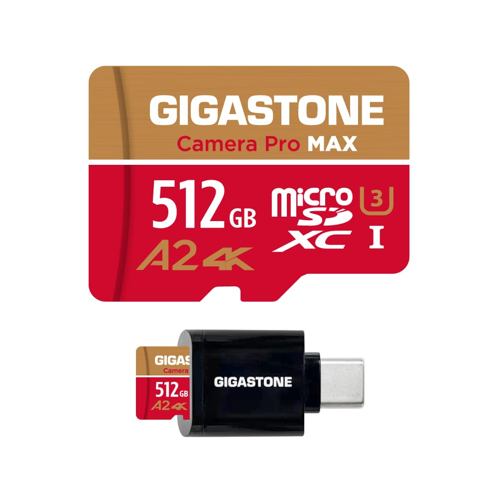 Gigastone 512 GB Scheda MicroSDXC A2 V30 4K UHD